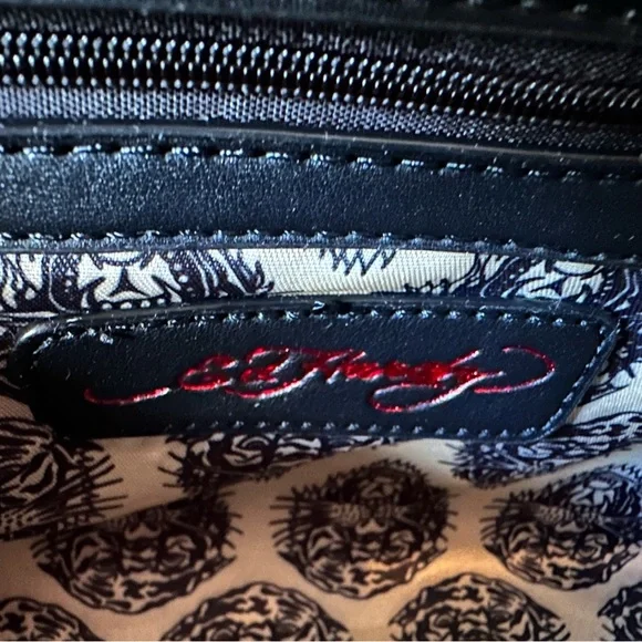 Ed Hardy Bag with Rhinestone Tiger, Skull & Bird Design Vegan Leather Purse NWT - Picture 8 of 8